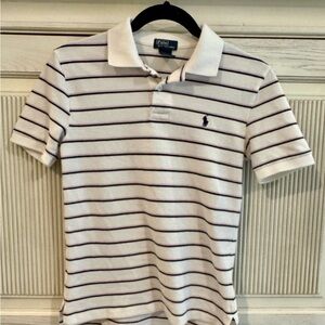 POLO by Ralph Lauren White with Navy blue and Pink Stripes Boys Medium